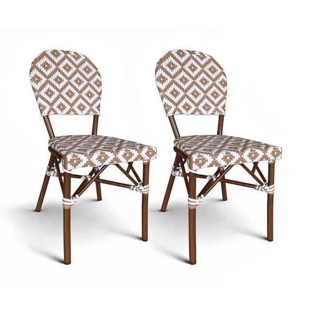 Lot de 2 chaises de table effet rotin naturel, SCALA Couleur beige <span itemprop=