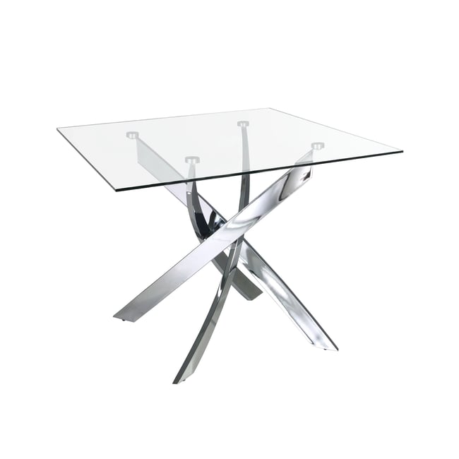 Table à manger carrée en verre trempé et acier chromé Couleur verre | acier <span itemprop=