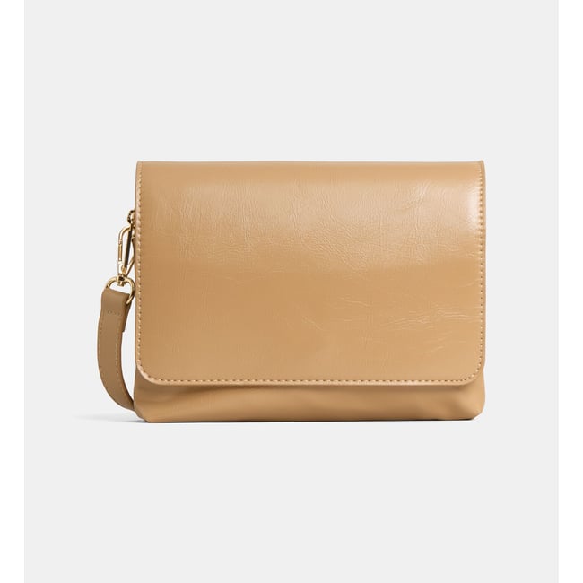 Sac à main jada vernis effet froissé taupe <span itemprop=