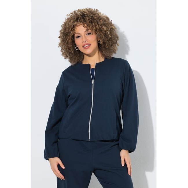 Veste en molleton, manches ballon marine <span itemprop=