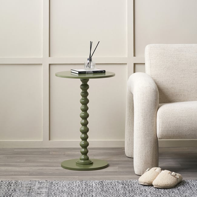 Maude Bobbin Wood Side Table - SO'HOME