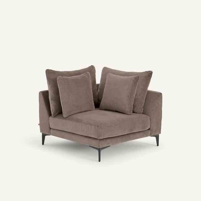 Canapé d'angle en velours stone, MODERNISTE - EMMANUEL GALLINA X AM.PM