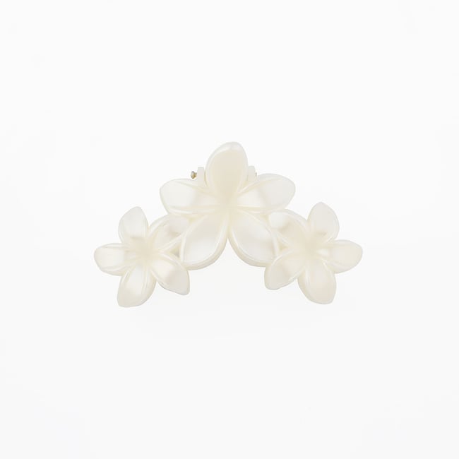 Pince à cheveux fleurs blanc perle blanc <span itemprop=