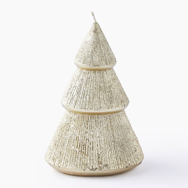 Bougie sapin, H13,5xD9cm, en cire Couleur dore <span itemprop=
