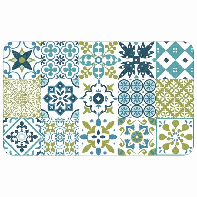 Tapis de cuisine décoratif motif carreaux Couleur vert <span itemprop=