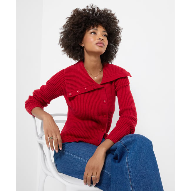 Cardigan Épaules Dénudées Dixy rouge <span itemprop=