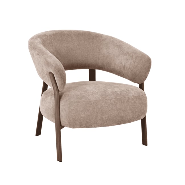 Fauteuil en tissu beige pieds effet noyer LIV Couleur beige <span itemprop=