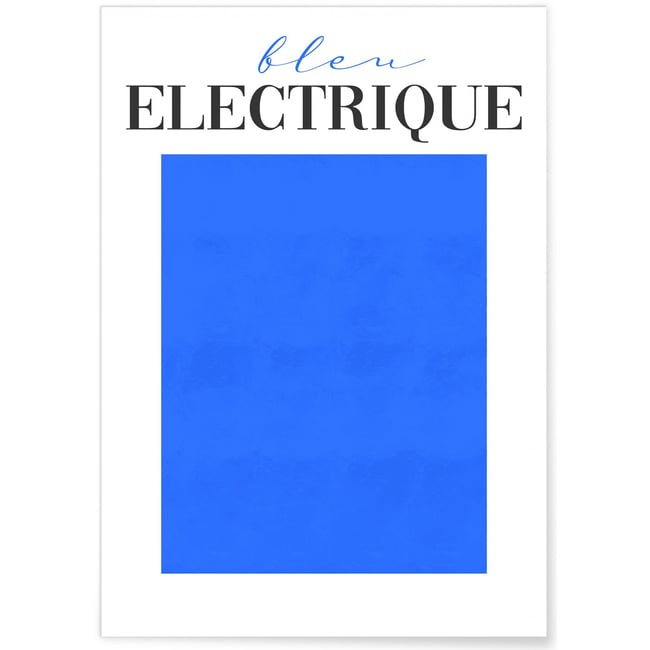 Affiche Bleu Electrique Couleur blanc <span itemprop=