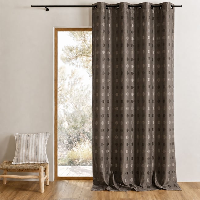 Rideau jacquard à pois ton sur ton - HOME MAISON