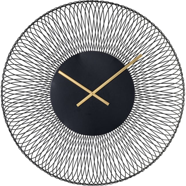 Horloge murale en fer filaire graphique Couleur noir et doré <span itemprop=