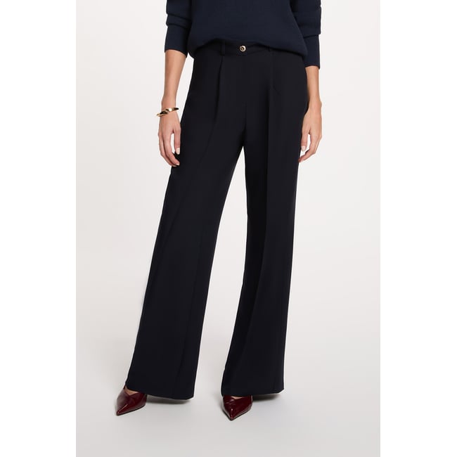 Pantalon large bleu marine <span itemprop=