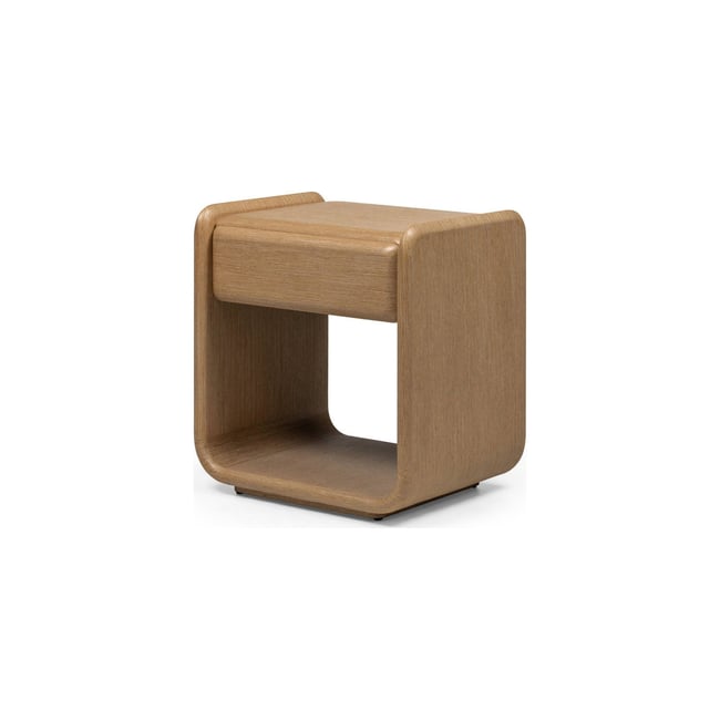 Table de chevet arrondie en chêne OXN Couleur chêne naturel <span itemprop=
