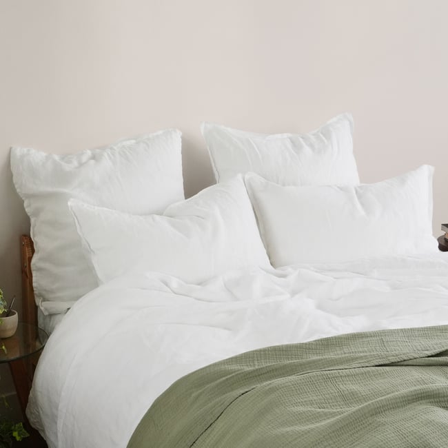 Les 2 taies d'oreiller en lin lavé, NATURELLEMENT LIN blanc naturel <span itemprop=