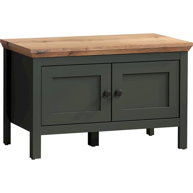Meuble à chaussures avec assise en chêne Couleur vert foncé et chêne evoke <span itemprop=