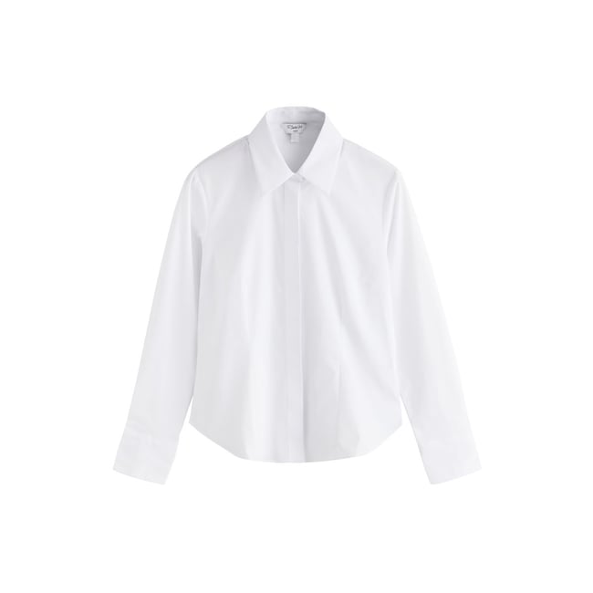 Chemise stretch ajustée à manches longues blanc <span itemprop=