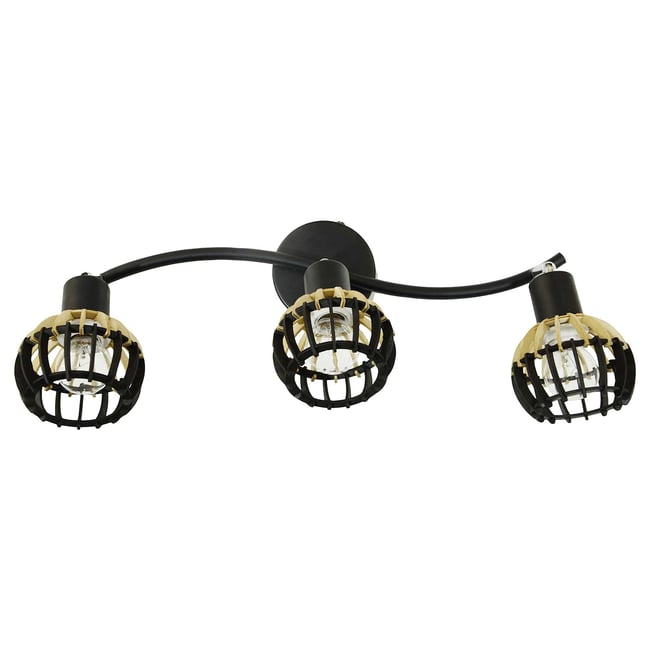 Applique murale en bois de peuplier et métal, COBLENCE Couleur noir <span itemprop=
