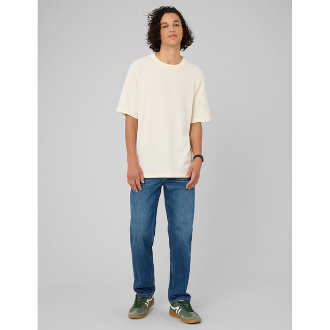 Jean straight 5 poches bleu moyen <span itemprop=