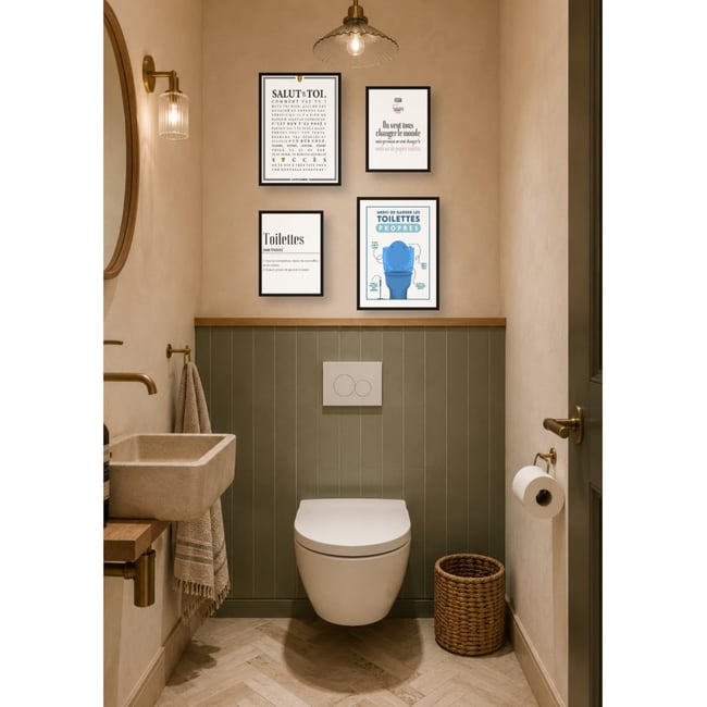 Pack d'affiches encadrées – WC Couleur blanc <span itemprop=