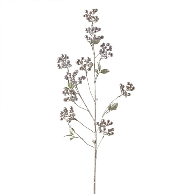 Branche de baies artificielles métalliques H99 Couleur argenté <span itemprop=