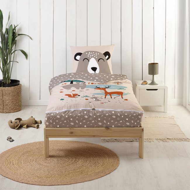 Caradou® avec couette Forêt Parure de lit enfant beige <span itemprop=