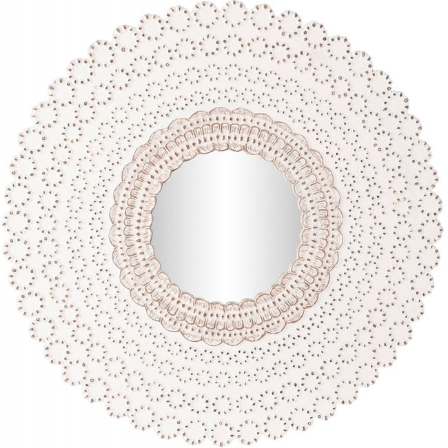 Miroir mural effet dentelle, Indio Couleur blanc naturel dentelle <span itemprop=