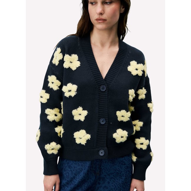 Cardigan en coton BERGENIA bleu marine <span itemprop=