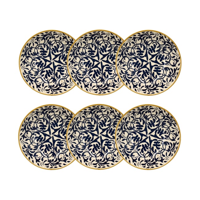 Lot de 6 assiettes creuses à motif en grès 20cm, HERACLEE - NOVASTYL