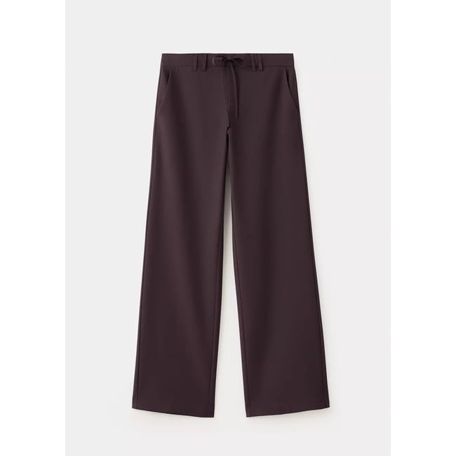 Pantalon droit détail nœud bordeaux <span itemprop=