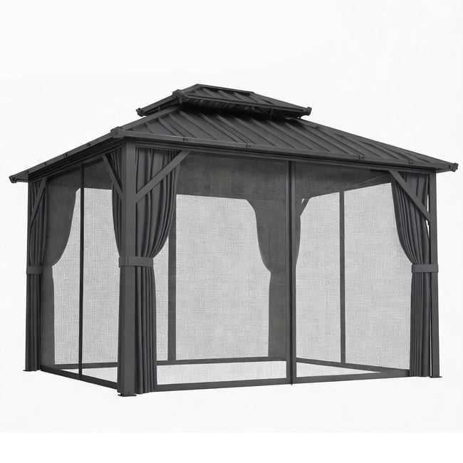 Gazebo Acier Galvanisé Gris Foncé gris foncé, noir <span itemprop=