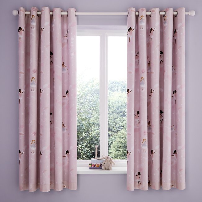 Dancing Fairies Lined Eyelet Curtains, pink/purple, CATHERINE LANSFIELD