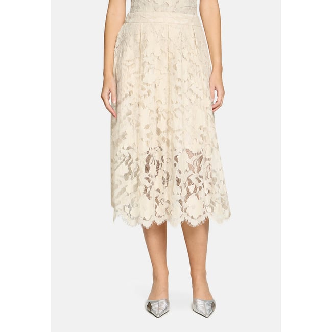 Jupe en dentelle à poches champagne sorbet <span itemprop=
