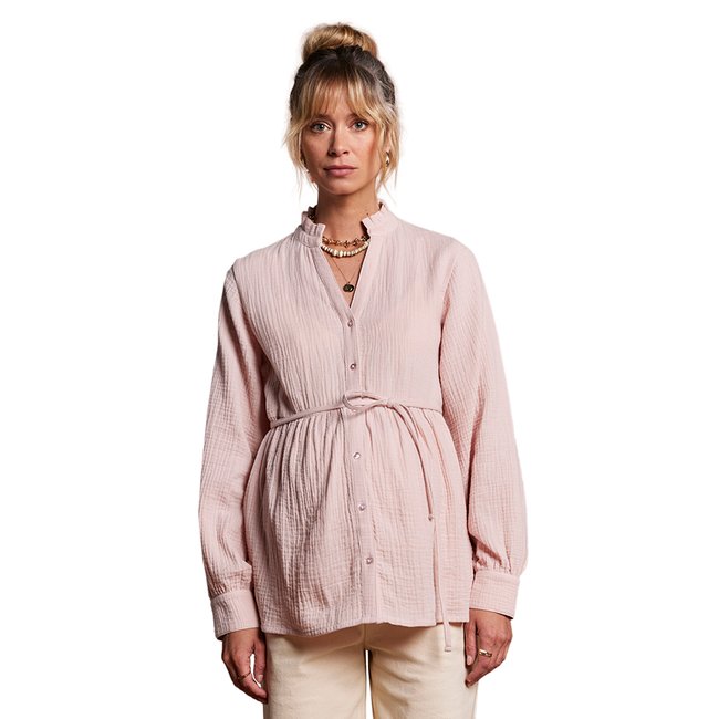 Blouse en gaze de coton grossesse et allaitement blush <span itemprop=