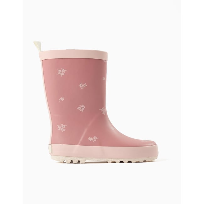 Bottes de pluie avec imprimé floral rose <span itemprop=