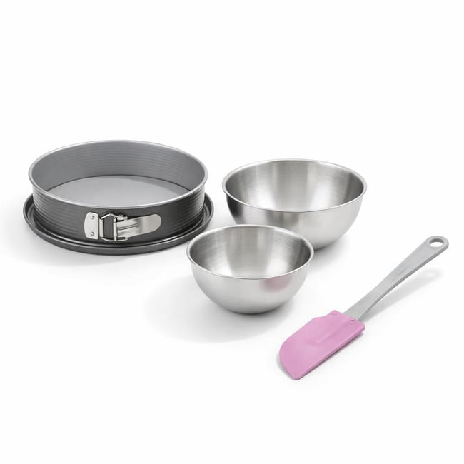 Set de 4 ustensiles de pâtisserie moule à gâteaux 2 bols ENERGY gris <span itemprop=