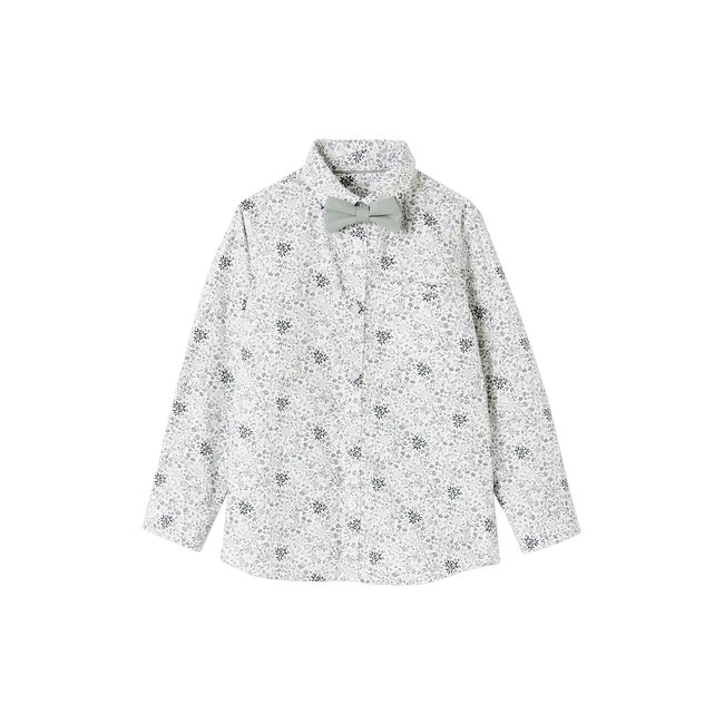 Chemise à fleurs et son noeud papillon vert imprimé <span itemprop=