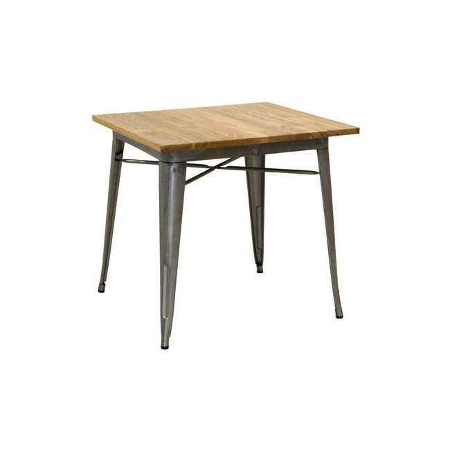 Table carrée industrielle en métal et bois d'orme huilé - AUBRY GASPARD