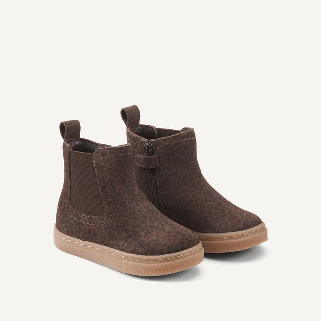 Bottines chelsea en cuir imprimé léopard léopard <span itemprop=