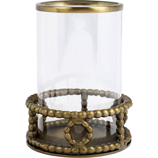 Photophore en verre finition laiton Couleur laiton antique <span itemprop=