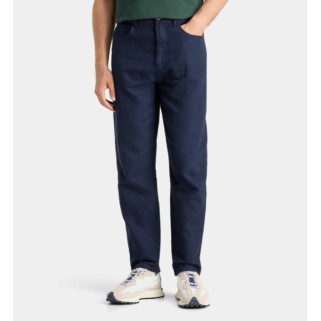 Pantalon rinpant droit en coton bleu gris <span itemprop=