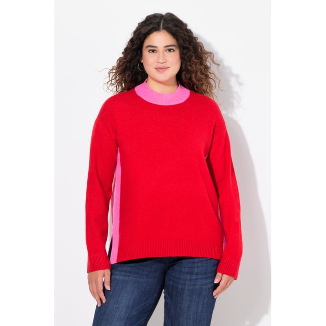 Pull à col montant et manches longues litchi <span itemprop=