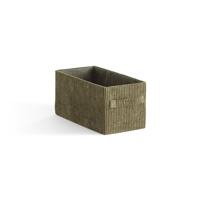 Veloudo Foldable Corduroy Basket, khaki, LA REDOUTE INTERIEURS