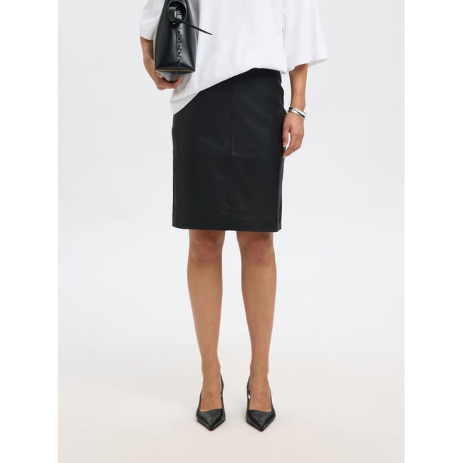 Jupe En Cuir Taille haute black <span itemprop=