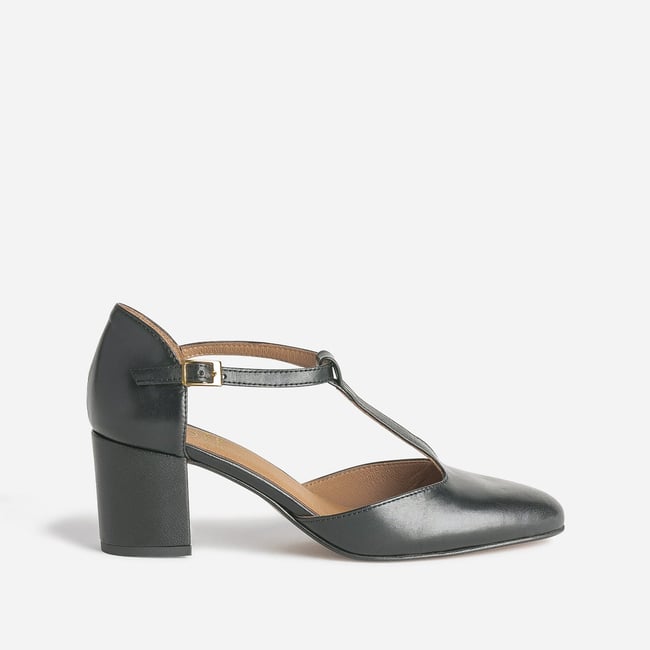 Escarpin en cuir URELIE noir <span itemprop=