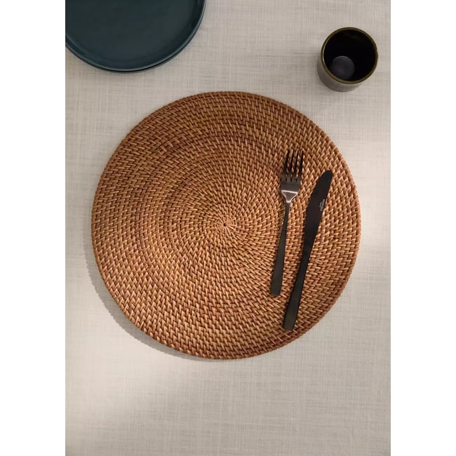 Set de table rond en rotin Couleur marron <span itemprop=