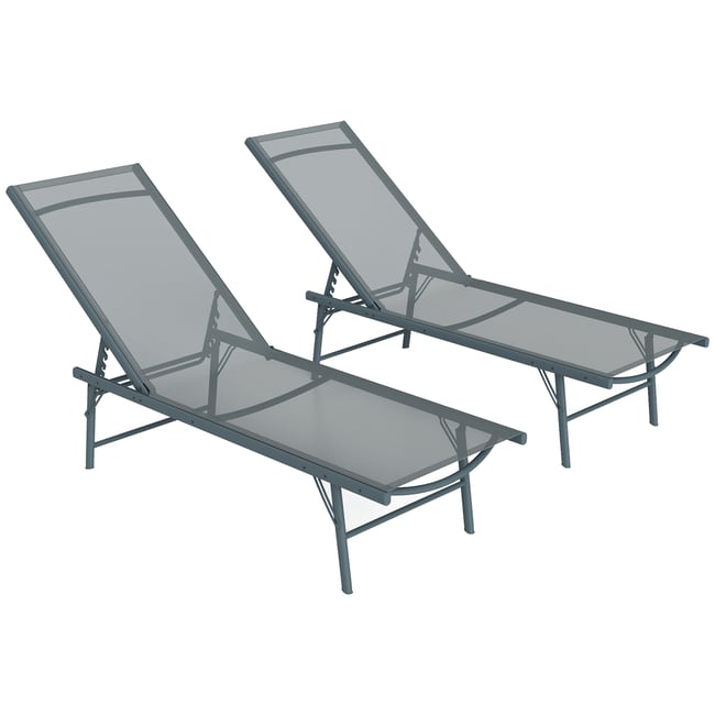 Ensemble de chaises longues Métal Noir gris <span itemprop=