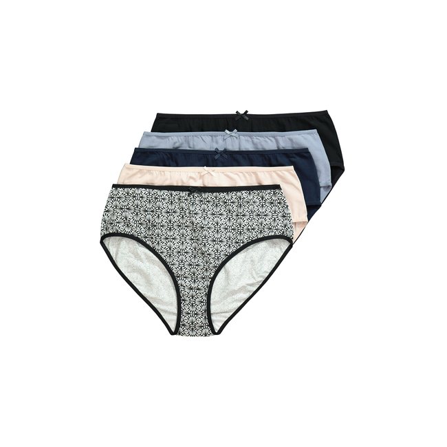 Lot de 5 culottes midi, motif/couleurs unies bleu pigeon <span itemprop=