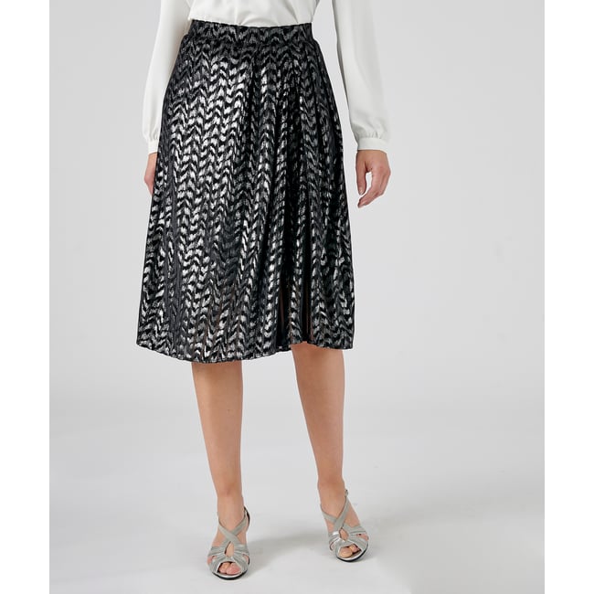 Jupe asymétrique en velours dévoré noir <span itemprop=