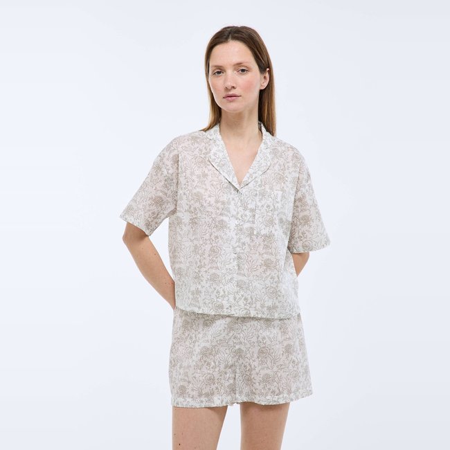 Pyjashort imprimé toile de Jouy en plumetis de coton BIO - MONOPRIX