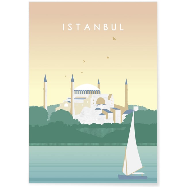 Affiche Istanbul Couleur blanc <span itemprop=