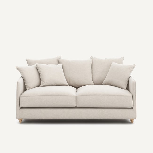 Canapé compact, convertible, 3 places, en toile chinée, LAZARE Couleur ivoire <span itemprop=